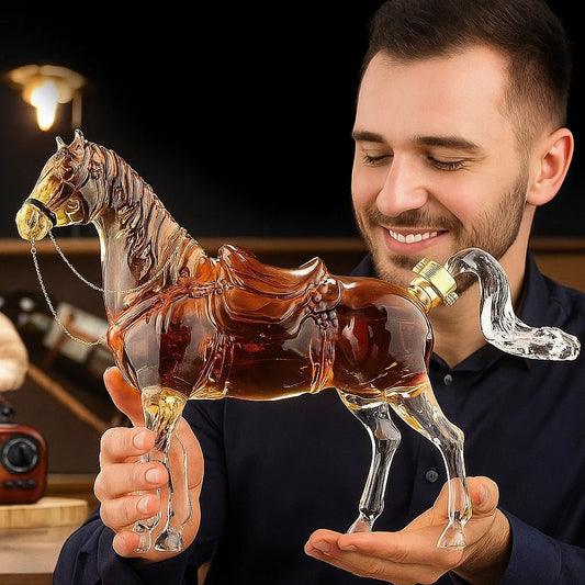 🐴 Weinflasche aus Glas mit Sternzeichen Pferd