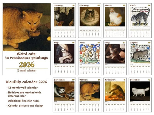 🎨 Lernen Sie die seltsamen Katzen in den Gemälden der Renaissance kennen – Kalender 2026