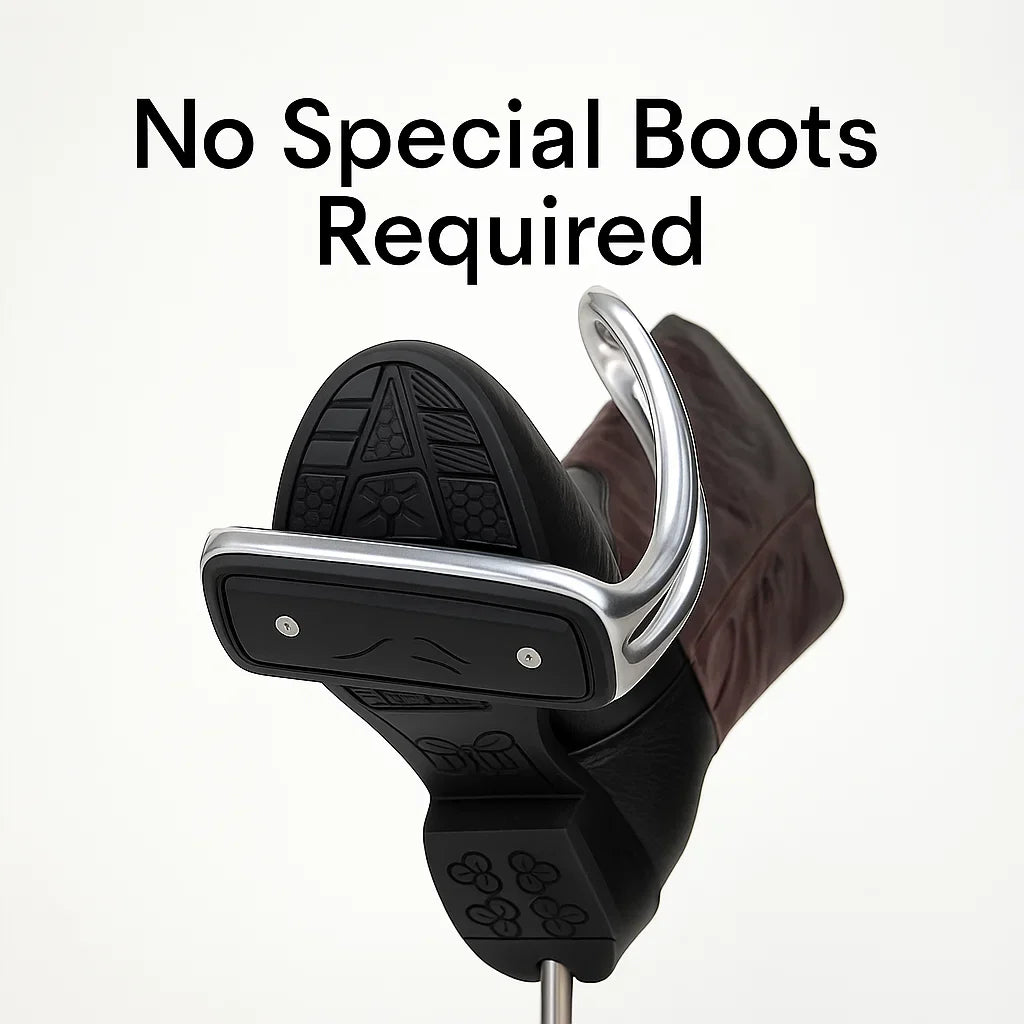 🧲 Magnetischer Steigbügel mit Einlegesohlen | Keine Spezialstiefel erforderlich