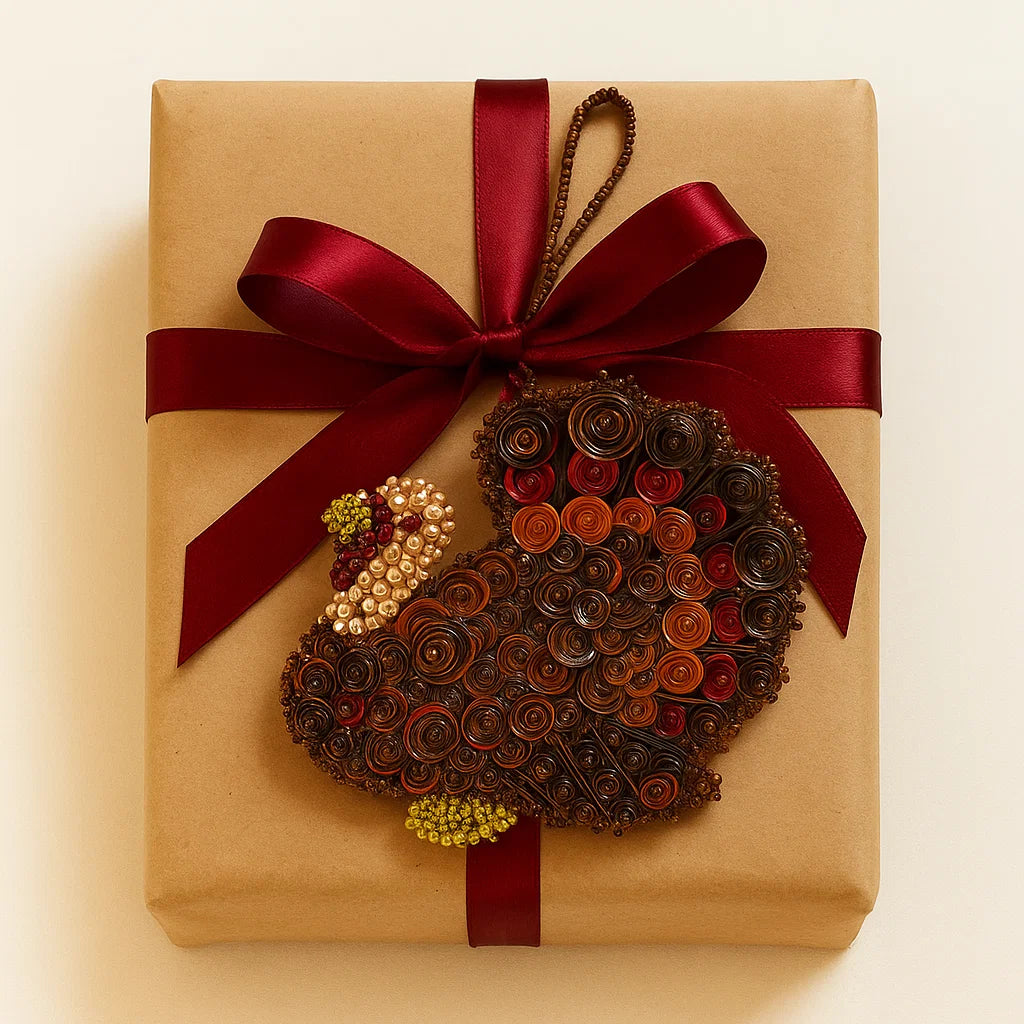 🦃 Turkey Sequin & Beaded Felt Ornament